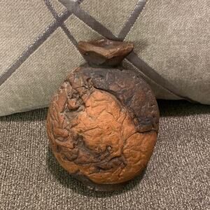 Primitive Clay Textured Vase Rocky Brown Wabi Sabi Nature Vessel Sculptural RARE